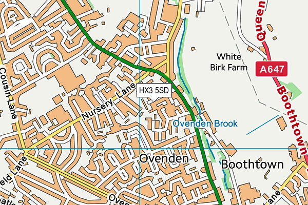 HX3 5SD map - OS VectorMap District (Ordnance Survey)