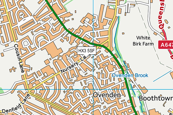 HX3 5SF map - OS VectorMap District (Ordnance Survey)