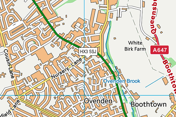 HX3 5SJ map - OS VectorMap District (Ordnance Survey)