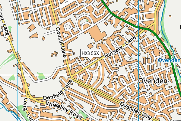 Threeways Sports Centre (Closed) map (HX3 5SX) - OS VectorMap District (Ordnance Survey)