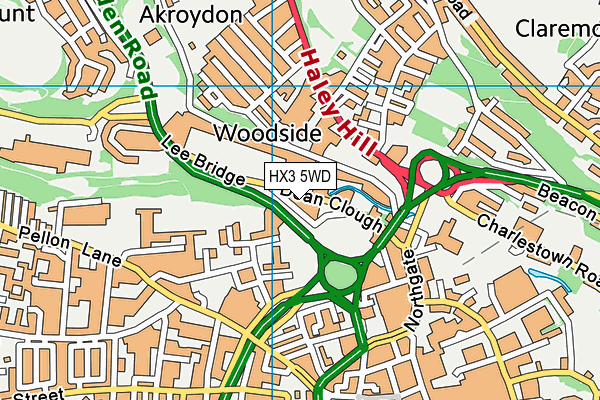 HX3 5WD map - OS VectorMap District (Ordnance Survey)