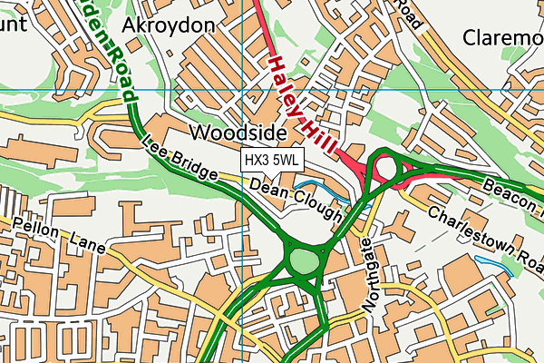 HX3 5WL map - OS VectorMap District (Ordnance Survey)