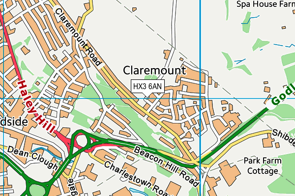 HX3 6AN map - OS VectorMap District (Ordnance Survey)