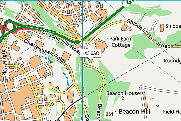 HX3 6AQ map - OS VectorMap District (Ordnance Survey)