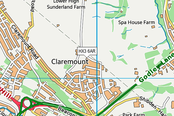 HX3 6AR map - OS VectorMap District (Ordnance Survey)