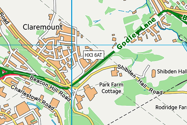 HX3 6AT map - OS VectorMap District (Ordnance Survey)