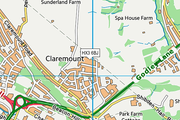 HX3 6BJ map - OS VectorMap District (Ordnance Survey)