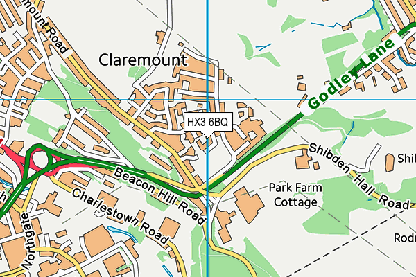 HX3 6BQ map - OS VectorMap District (Ordnance Survey)