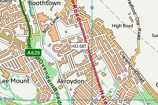 HX3 6BT map - OS VectorMap District (Ordnance Survey)