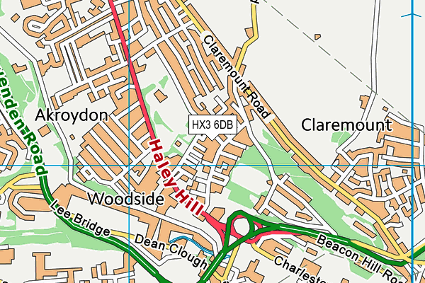 HX3 6DB map - OS VectorMap District (Ordnance Survey)