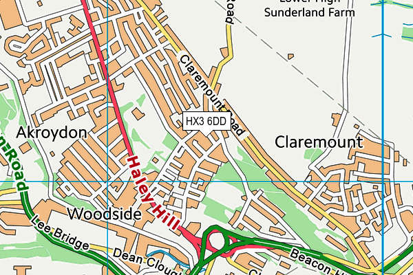 HX3 6DD map - OS VectorMap District (Ordnance Survey)