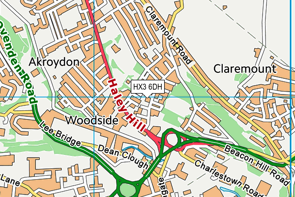 HX3 6DH map - OS VectorMap District (Ordnance Survey)