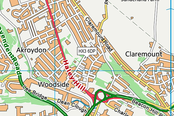 HX3 6DP map - OS VectorMap District (Ordnance Survey)