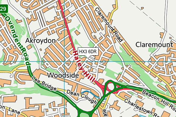 HX3 6DR map - OS VectorMap District (Ordnance Survey)