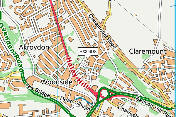 HX3 6DS map - OS VectorMap District (Ordnance Survey)