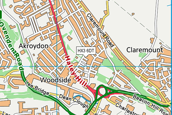HX3 6DT map - OS VectorMap District (Ordnance Survey)