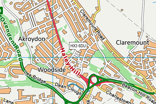 HX3 6DU map - OS VectorMap District (Ordnance Survey)