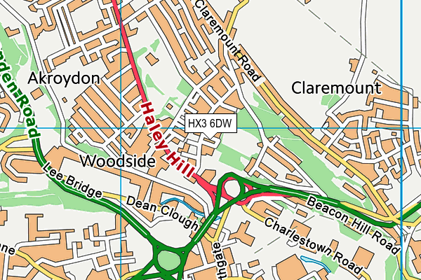 HX3 6DW map - OS VectorMap District (Ordnance Survey)