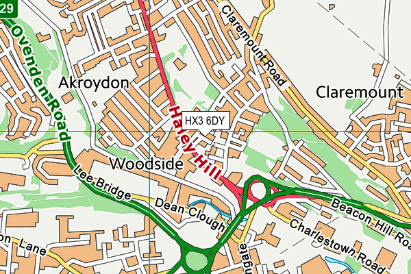 HX3 6DY map - OS VectorMap District (Ordnance Survey)