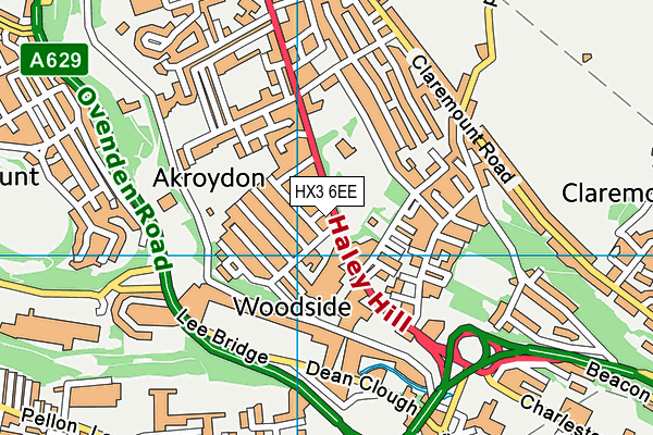 HX3 6EE map - OS VectorMap District (Ordnance Survey)