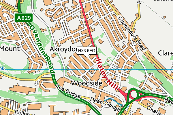 HX3 6EG map - OS VectorMap District (Ordnance Survey)