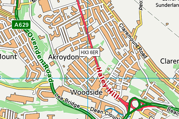 HX3 6ER map - OS VectorMap District (Ordnance Survey)