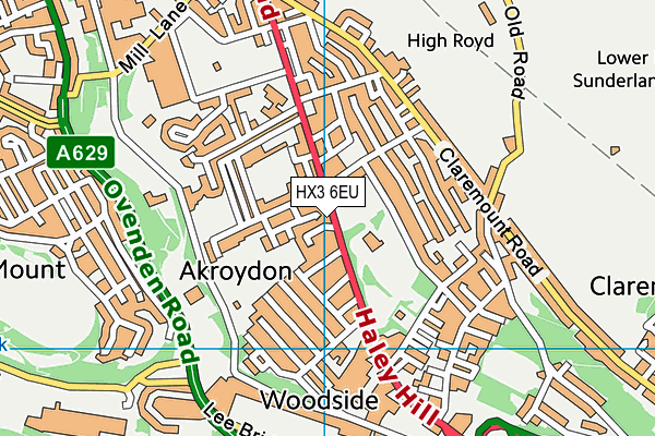 HX3 6EU map - OS VectorMap District (Ordnance Survey)