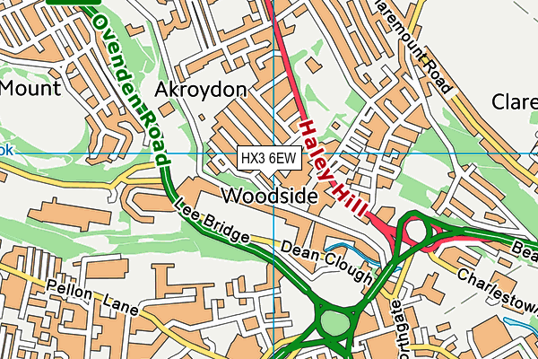 HX3 6EW map - OS VectorMap District (Ordnance Survey)