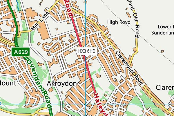 HX3 6HD map - OS VectorMap District (Ordnance Survey)