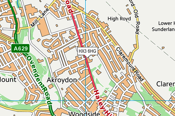 HX3 6HG map - OS VectorMap District (Ordnance Survey)