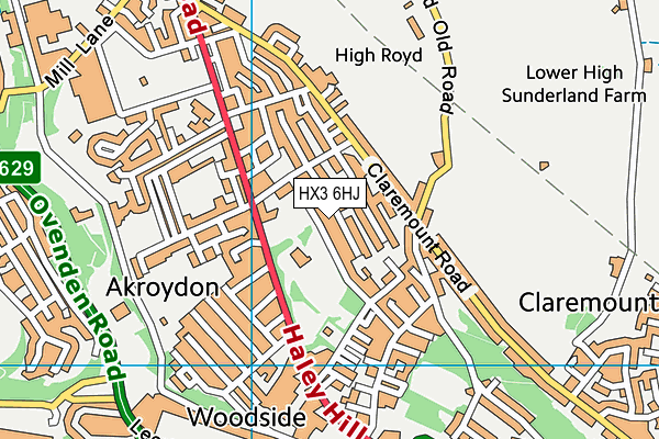 HX3 6HJ map - OS VectorMap District (Ordnance Survey)