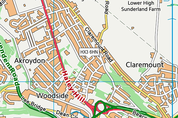 HX3 6HN map - OS VectorMap District (Ordnance Survey)