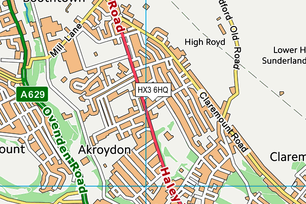 HX3 6HQ map - OS VectorMap District (Ordnance Survey)