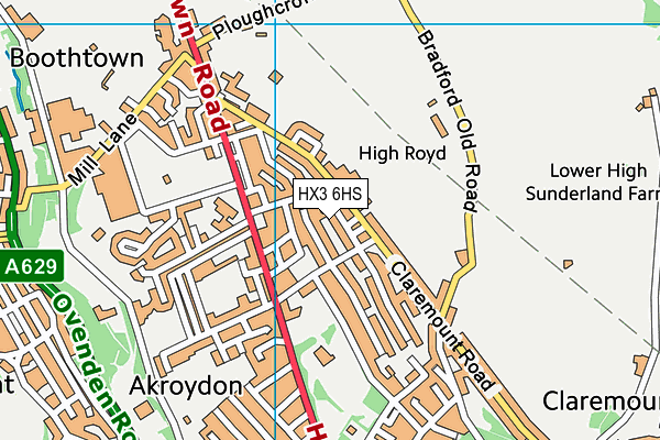 HX3 6HS map - OS VectorMap District (Ordnance Survey)