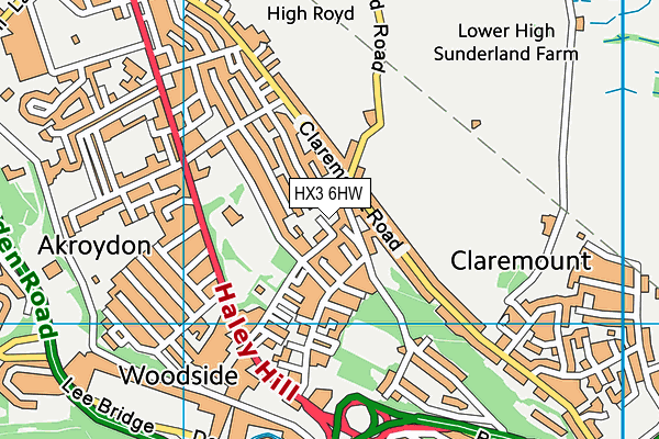 HX3 6HW map - OS VectorMap District (Ordnance Survey)