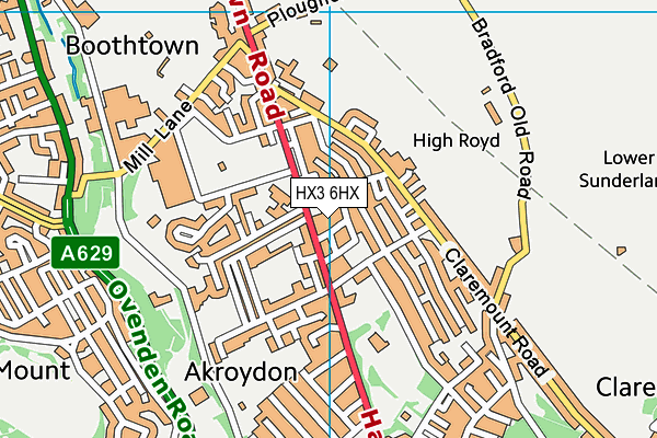 HX3 6HX map - OS VectorMap District (Ordnance Survey)