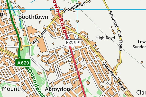 HX3 6JE map - OS VectorMap District (Ordnance Survey)