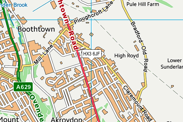 HX3 6JF map - OS VectorMap District (Ordnance Survey)