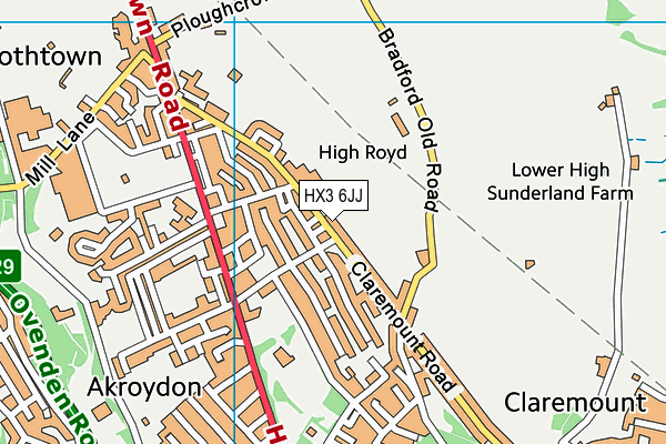 HX3 6JJ map - OS VectorMap District (Ordnance Survey)