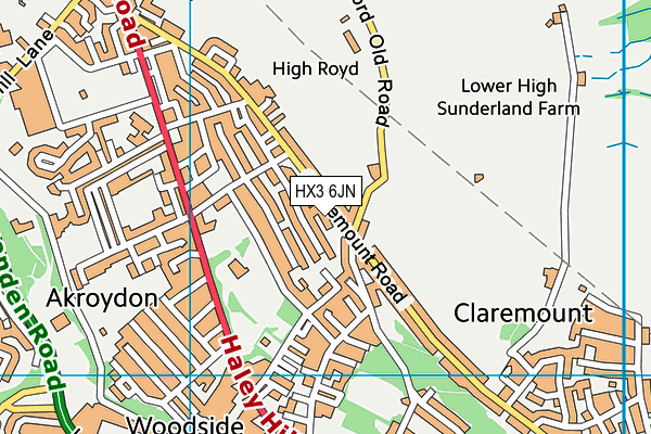 HX3 6JN map - OS VectorMap District (Ordnance Survey)