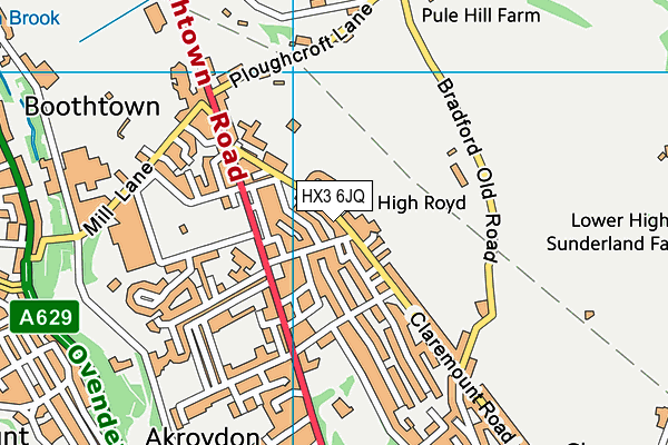 HX3 6JQ map - OS VectorMap District (Ordnance Survey)