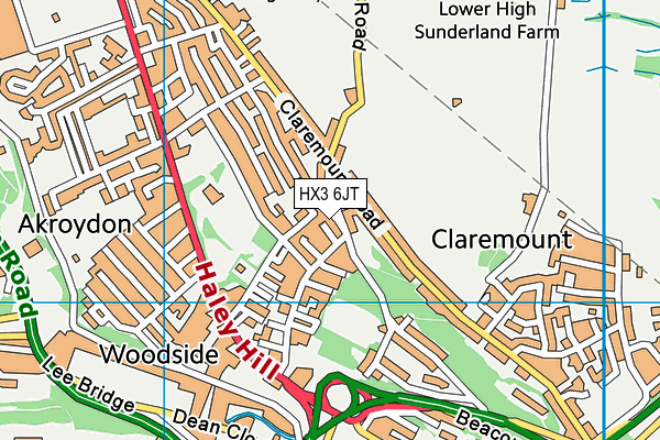 HX3 6JT map - OS VectorMap District (Ordnance Survey)