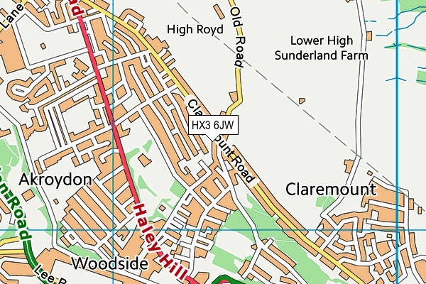 HX3 6JW map - OS VectorMap District (Ordnance Survey)