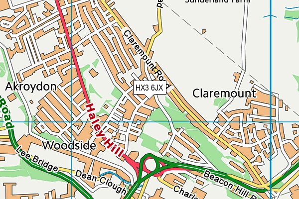 HX3 6JX map - OS VectorMap District (Ordnance Survey)