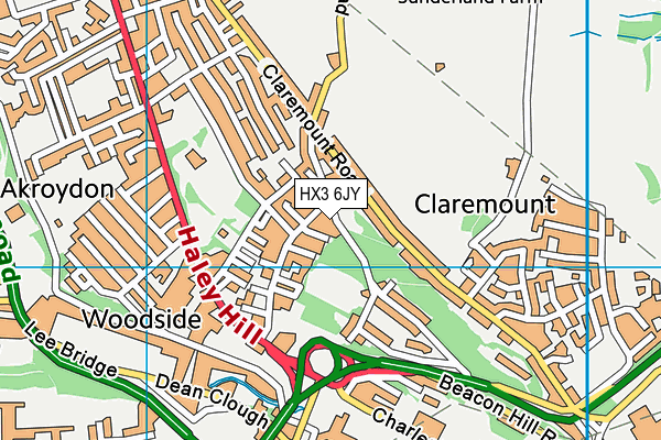 HX3 6JY map - OS VectorMap District (Ordnance Survey)