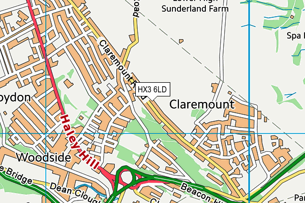 HX3 6LD map - OS VectorMap District (Ordnance Survey)