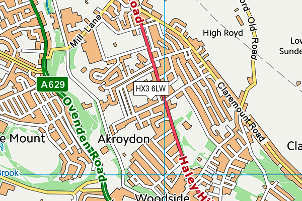 HX3 6LW map - OS VectorMap District (Ordnance Survey)
