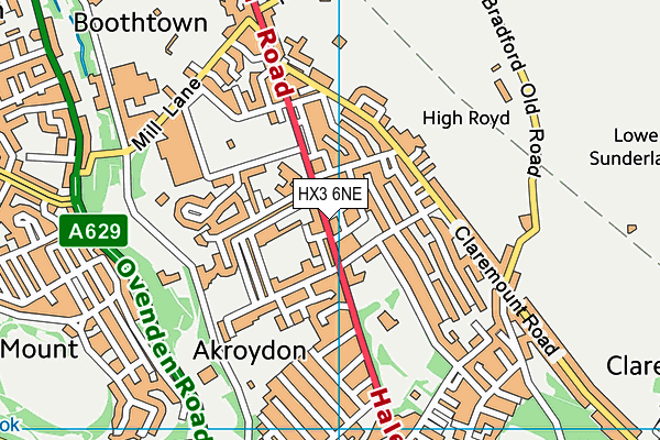 HX3 6NE map - OS VectorMap District (Ordnance Survey)