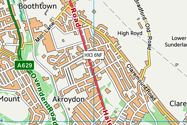 HX3 6NF map - OS VectorMap District (Ordnance Survey)