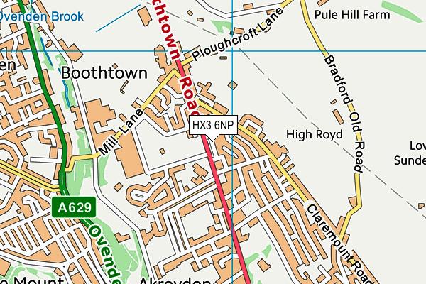 HX3 6NP map - OS VectorMap District (Ordnance Survey)